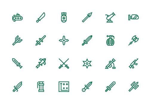 grueso línea línea íconos desde ataque conjunto con 24 vectores de confianza íconos para todas interfaces