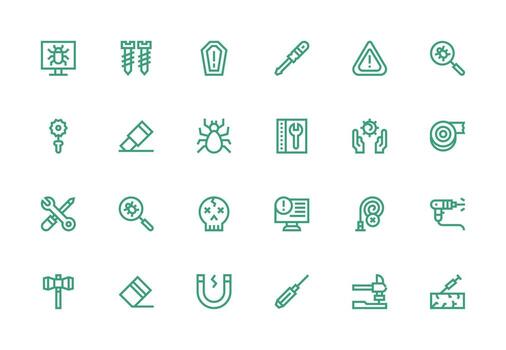 Fix Icon Set with 24 Thick Line Line Graphics Organized Pack for Project Assets vector
