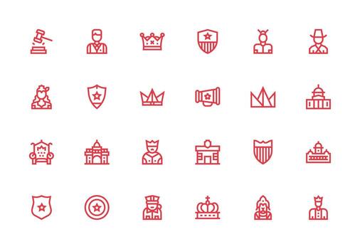 24 Thick Line Line Icons for Authority Graphics Minimal Icon Set for Interface Projects vector