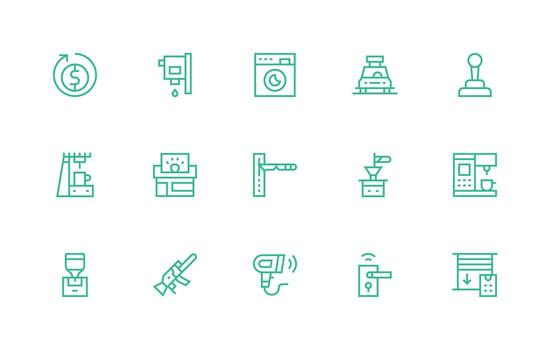 15 íconos para automático en regular línea formato multi-estilo icono colección vector