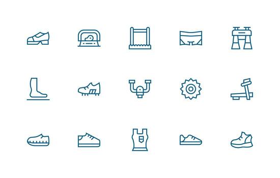 corriendo incluso 15 regular línea ilustraciones núcleo icono colección para diario Tareas vector