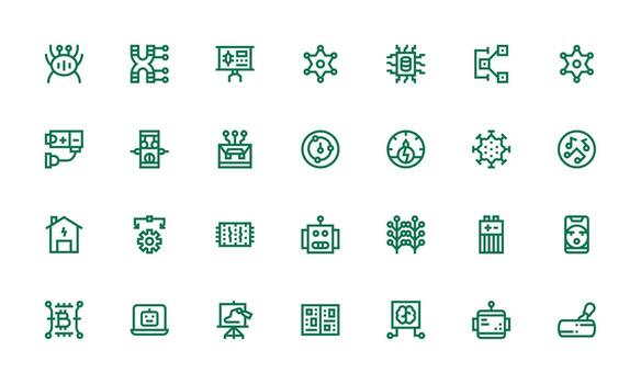 negrita línea íconos desde circuito conjunto con 28 vectores de confianza íconos para todas interfaces