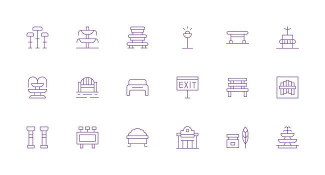 18 Minimal Line Style Icons from Public Space Collection UI-Ready Icon Collection vector