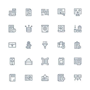 Data Management Design Icons featuring 25 in Medium Stroke Outline Style Style Icon Set vector
