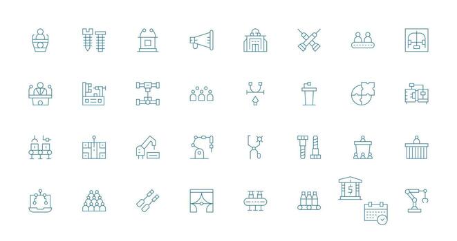 32 Icons for Assembly in Thin Line Format Simple Icon Pack vector