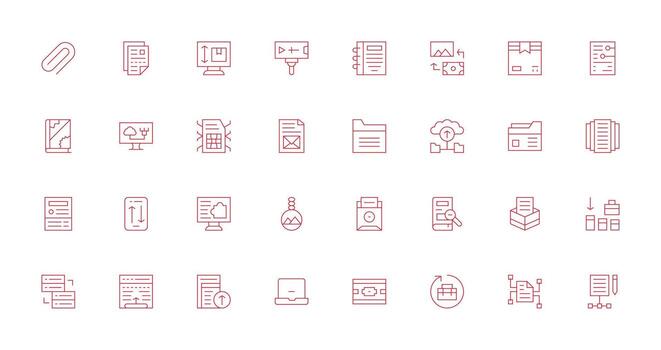 32 Thin Line Vectors for File Management Theme All Device Compatible Icon Set