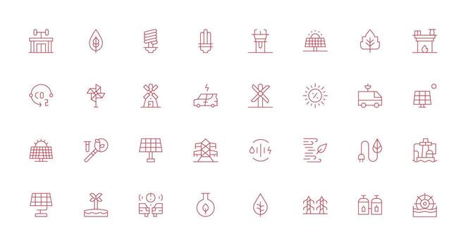 Renewable featuring 32 Icons in Thin Line Design Essential Icons for Rapid UI Building vector