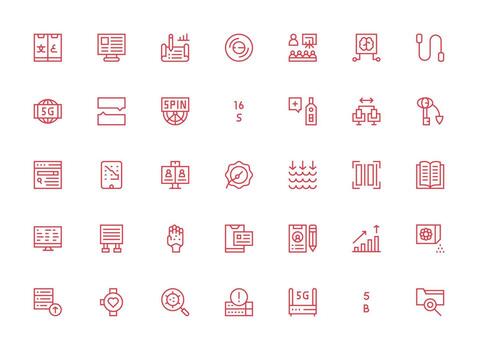 datos presentando 35 íconos en regular limpiar línea diseño interfaz icono colección para diario proyectos vector