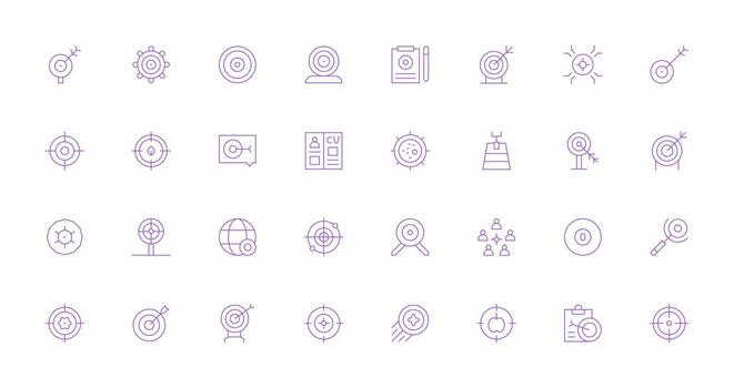 Objective including 32 Thin Line Illustrations Interface Icon Collection for Daily Projects vector