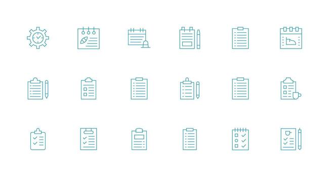 18 ToDo List Icons in Minimal Line Aesthetic Complete Icon Set for Mobile Apps vector