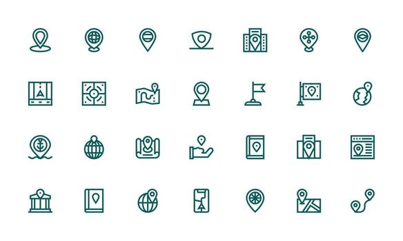 28 Bold Line Icons for Coordinates Graphics Neutral Style Icons for Any Project vector