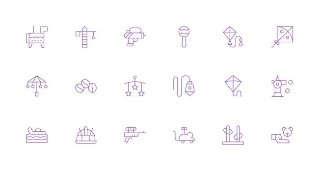 18 mínimo línea estilo íconos desde juguete colección neutral estilo íconos para ninguna proyecto vector