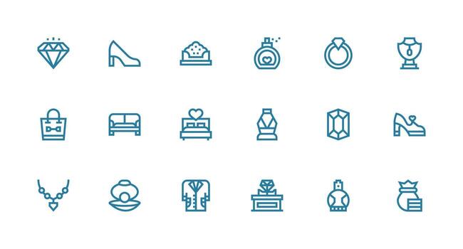 18 Icons for Luxury in Strong Stroke Line Format Customizable Icon Series for Mobile Screens vector