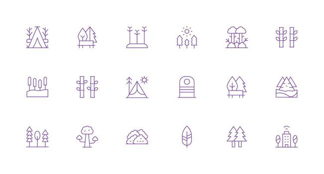 18 Minimal Line Vectors for Trees Theme Multi-Style Icons for Creative Projects
