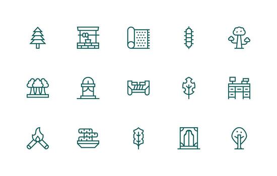 15 Regular Line Style Icons from Wood Collection Interface Icons for Daily Use vector