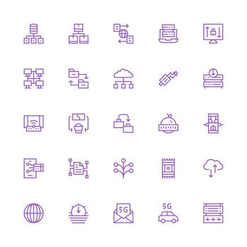 medio carrera contorno estilo datos transferir íconos con 25 vectores editable icono colección