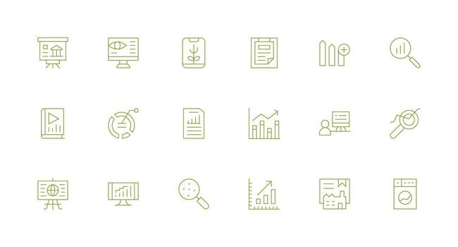 18 Minimal Line Vectors for Statistics Theme Detailed Icon Collection for Design Systems