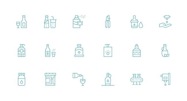 mínimo línea íconos desde botella conjunto con 18 vectores completar icono conjunto para móvil aplicaciones