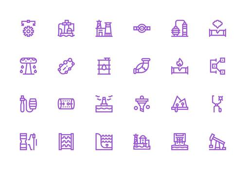 tubería icono colección con 24 grueso línea línea diseños completamente editable icono conjunto para web vector