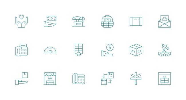 18 mínimo línea estilo íconos desde recepción colección listo para la interfaz de usuario icono colección vector