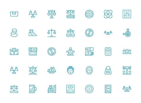 35 Icons for Balance in Regular Clean Line Format Icon Collection Set vector