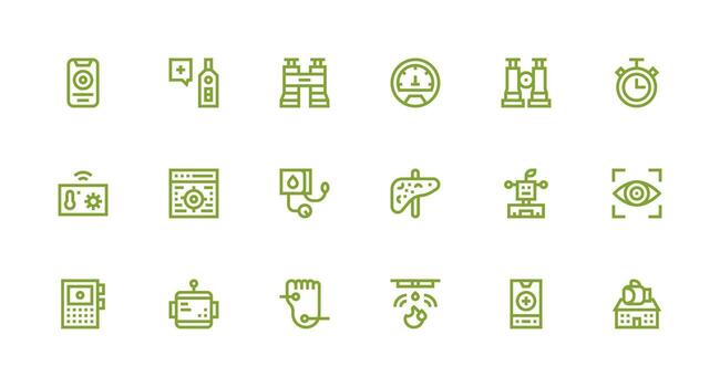 Monitoring Set with 18 Strong Stroke Line Icons Icon Pack for Various Themes vector