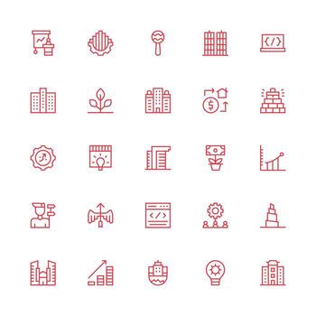 desarrollo icono conjunto con 25 medio carrera contorno gráficos detallado icono colección para diseño sistemas vector