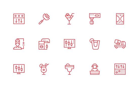 15 Regular Line Icons for Mixer Graphics Minimal Icon Set for Interface Projects vector