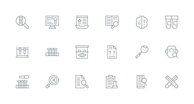 Minimal Line Icons from Investigation Set with 18 Vectors Customizable Icon Series for Mobile Screens