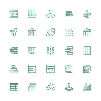 Multiple featuring 25 Icons in Medium Stroke Outline Design All Device Compatible Icon Set vector