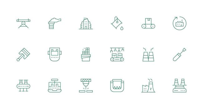 18 Minimal Line Icons for Manufacturing Graphics Complete Icon Set for Mobile Apps vector