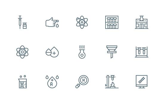 15 regular línea estilo íconos desde laboratorio colección limpiar icono paquete vector