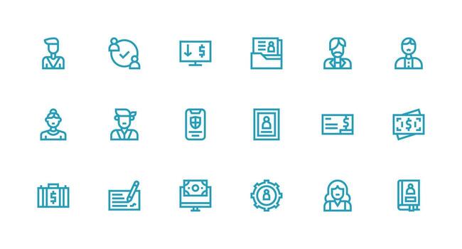 18 Icons for Account in Strong Stroke Line Format UI-Ready Icon Collection vector