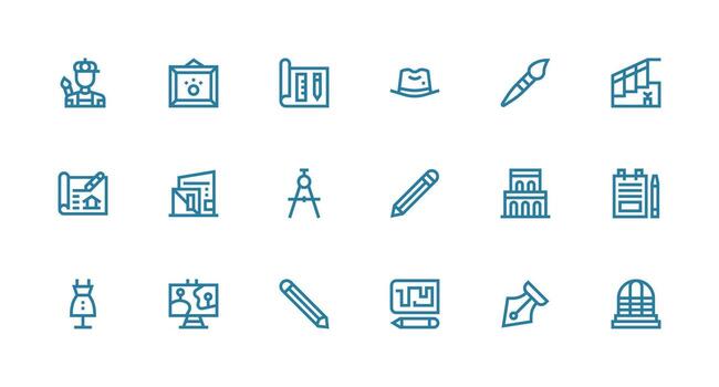 18 bosquejo íconos en fuerte carrera línea estético equilibrado icono conjunto para funcional diseño vector