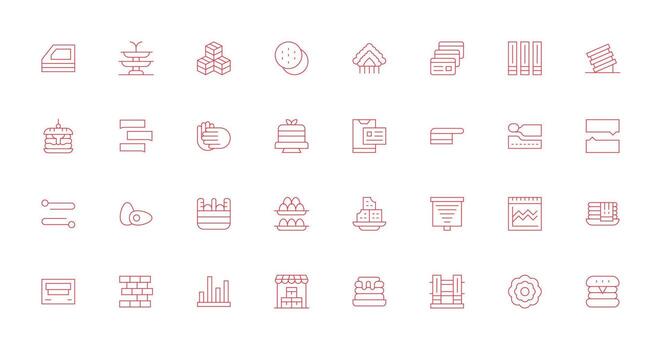 Delgado línea íconos desde apilado conjunto con 32 vectores completamente editable icono conjunto para web