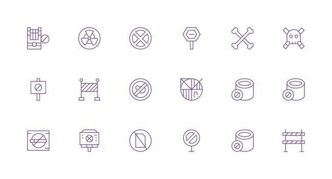 Do Not Enter Set with 18 Minimal Line Icons UI and UX Focused Icon Collection vector