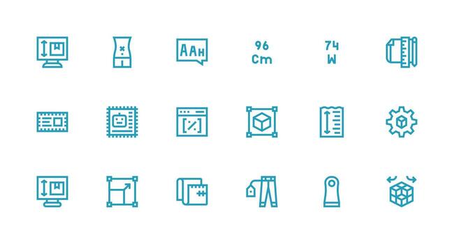 Talla conjunto con 18 fuerte carrera línea íconos ui y ux enfocado icono colección vector