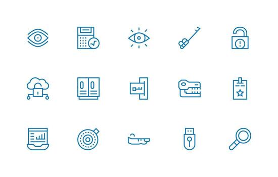 Key Visual Pack containing 15 Regular Line Icons Quick Access Icons for UI Development vector