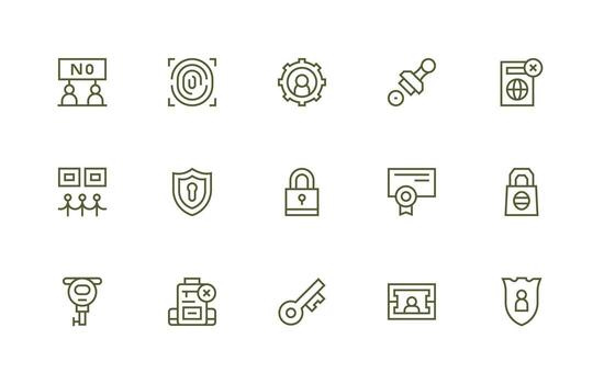 Authorization Design Icons featuring 15 in Regular Line Style Clean Icon Pack vector