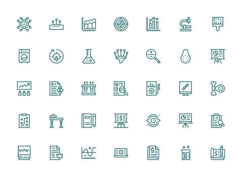35 regular limpiar línea íconos para análisis gráficos sencillo íconos para interfaz y wireframes vector