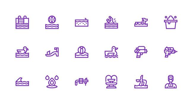 18 Icons for Splash in Strong Stroke Line Format Scalable Icons for All Themes vector