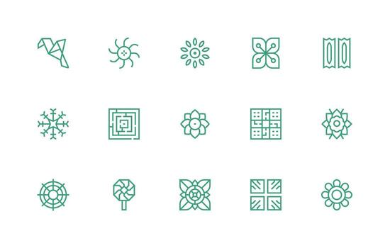 Symmetrical Visual Pack containing 15 Regular Line Icons Essential Icon Set for Teams vector