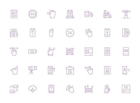 Light Line Icons from Mobile Set with 35 Vectors Icon Set for Projects