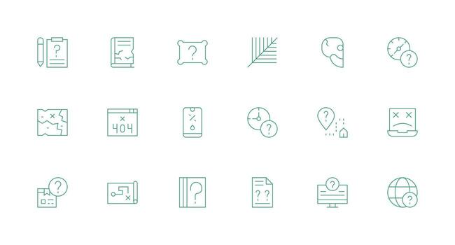 Missing featuring 18 Icons in Minimal Line Design Clear and Concise Icon Set Collection vector