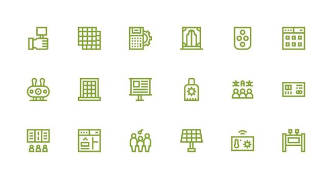 Strong Stroke Line Icons from Panel Set with 18 Vectors Clear and Concise Icon Set Collection