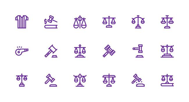 Arbitration Icon Set with 18 Strong Stroke Line Graphics Icon Set for Apps vector