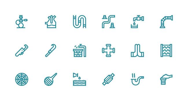 18 Icons for Pipe in Strong Stroke Line Format Functional Icon Series vector