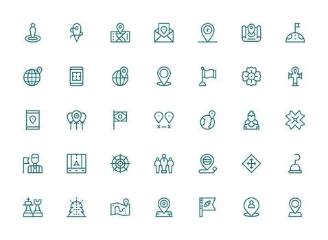 regular limpiar línea íconos desde posición conjunto con 35 vectores bien estructurado íconos para creativo utilizar