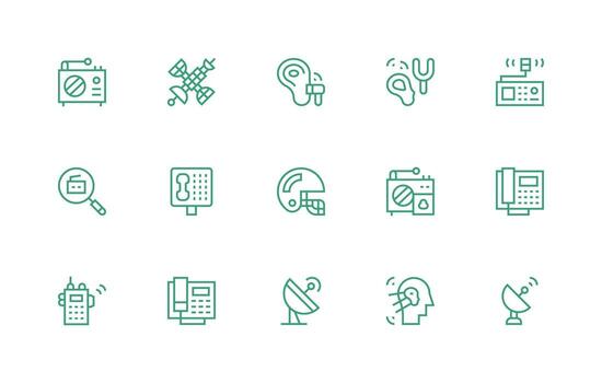 receptor icono conjunto con 15 regular línea gráficos claro y conciso icono conjunto colección vector