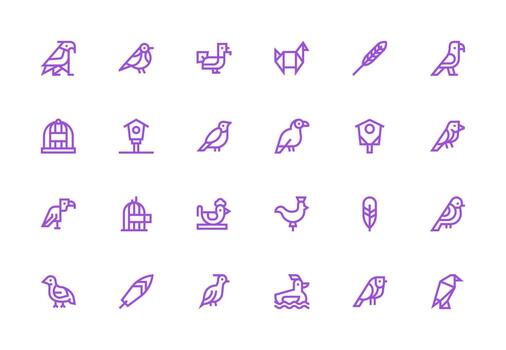 Thick Line Line Icons from Avian Set with 24 Vectors Clear and Concise Icon Set Collection